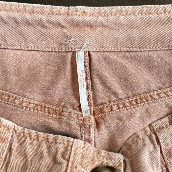 Free People Button Front Midi Utility Skirt Womens Size 12 - Picture 5 of 12